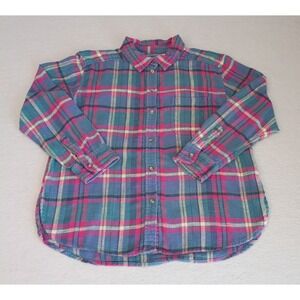 American Eagle Flannel Shirt Women's Small Boyfriend Fit Plaid Chunky Stripe